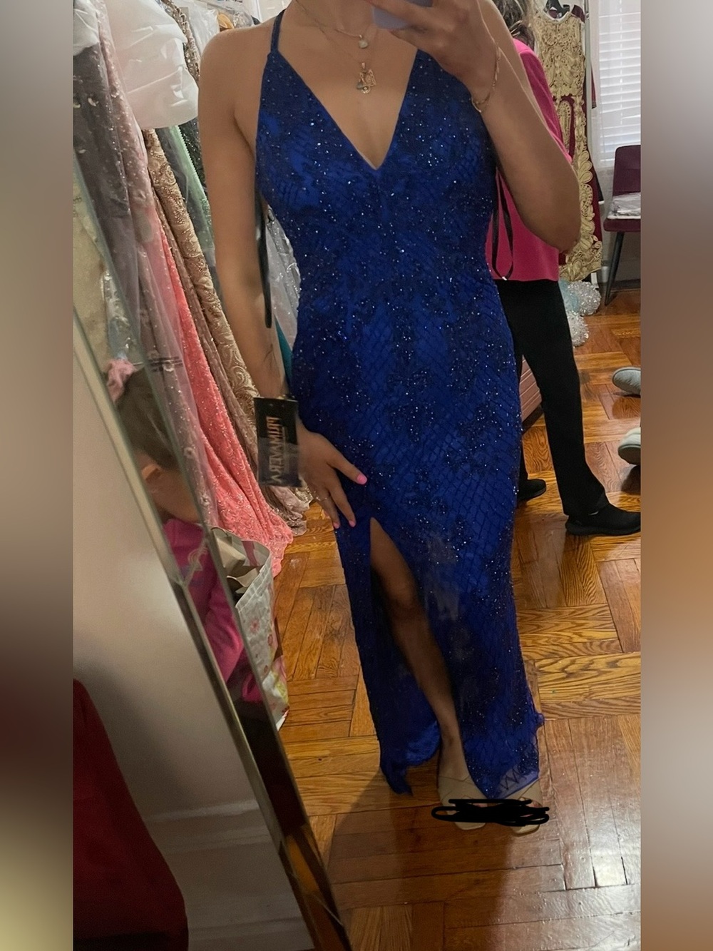 Prima Vera blue beaded gown